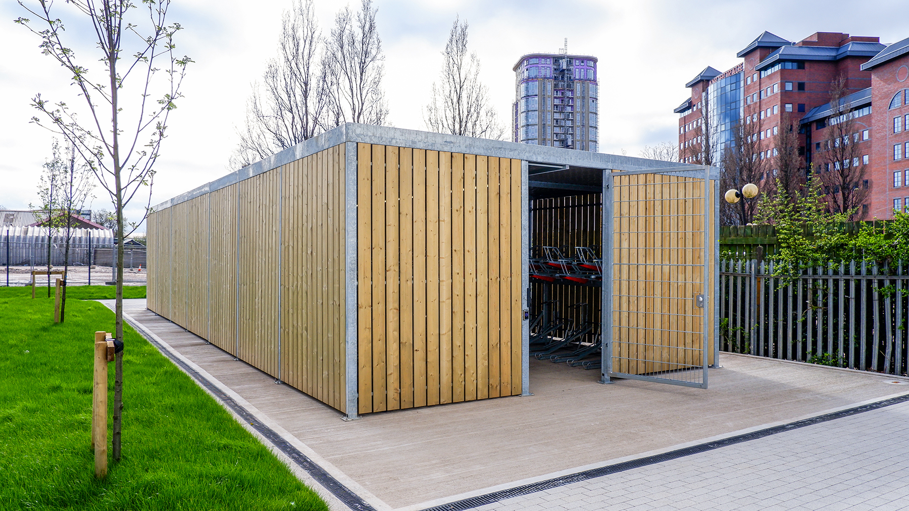 timber bike shelter cubic salford