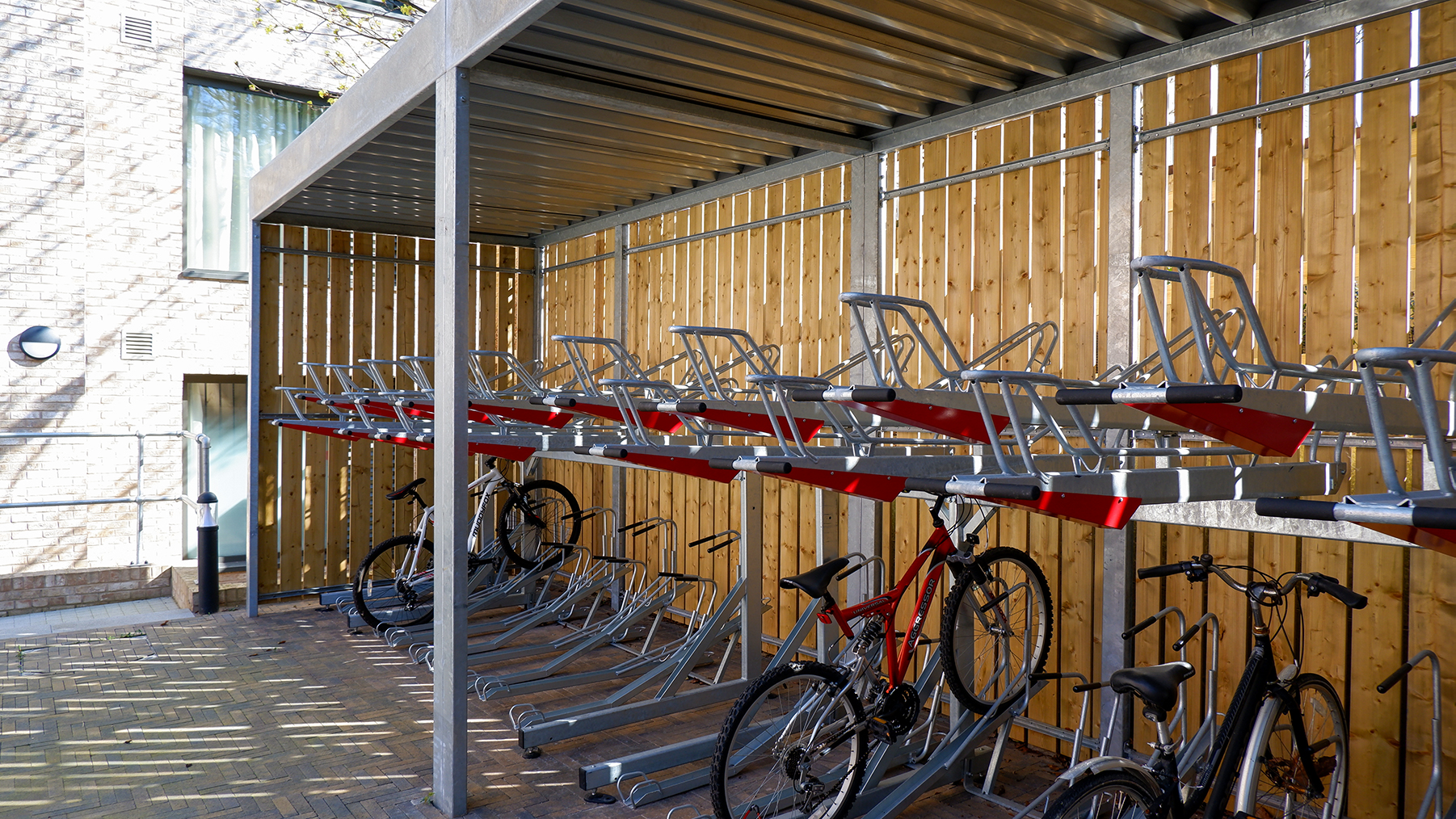 open timber cycle shelter university halls