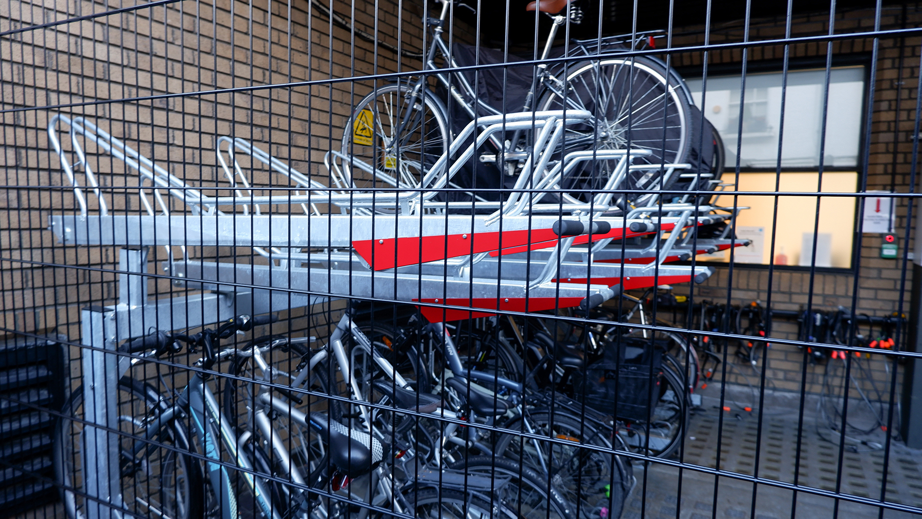 secure cycle caging and hospital bike parking