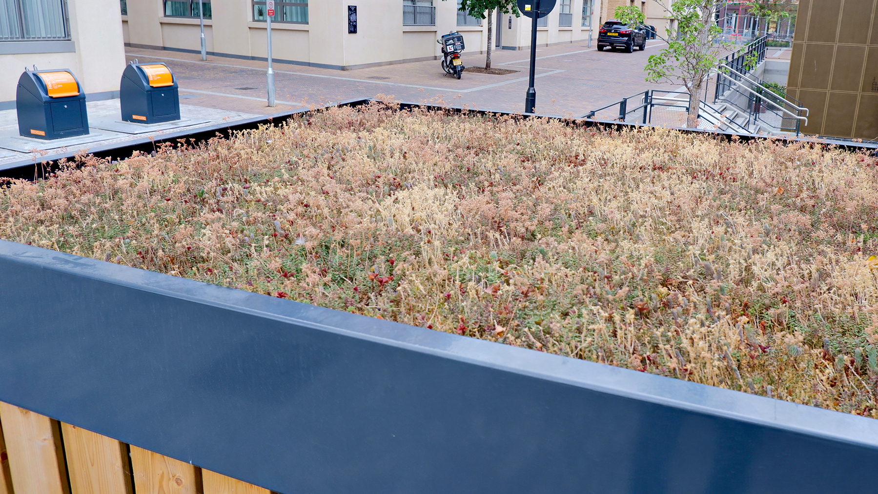 green roof bike shelter sugar house island