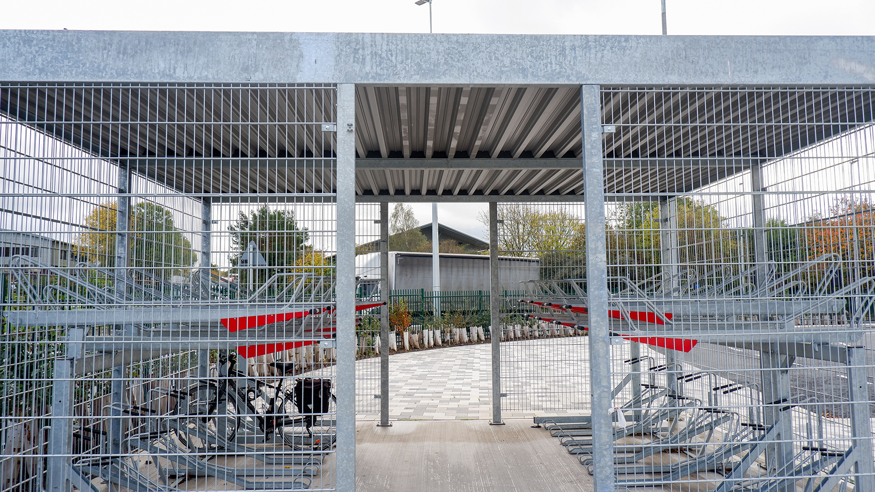 open two tier cycle storage shelter