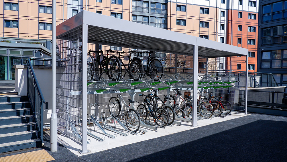 open fronted mesh cubic bike shelter