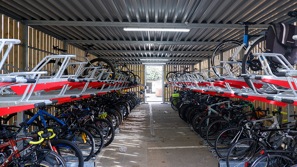 timber two tier cycle shelter