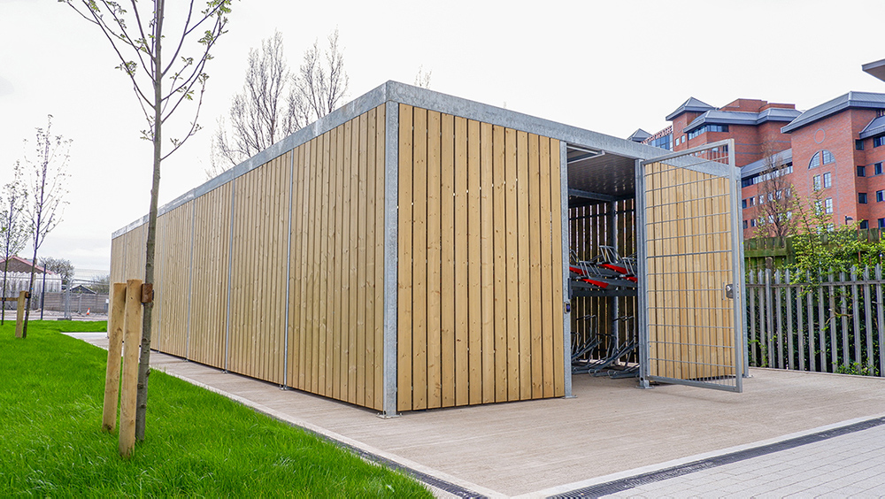 turvec timber commercial bike shelter