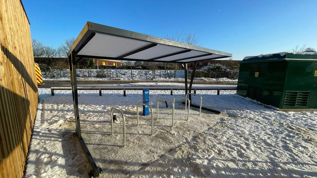 wave style canopy bike shelter