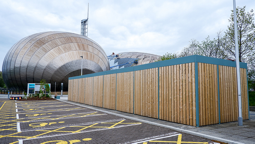 secure commercial bike shelter