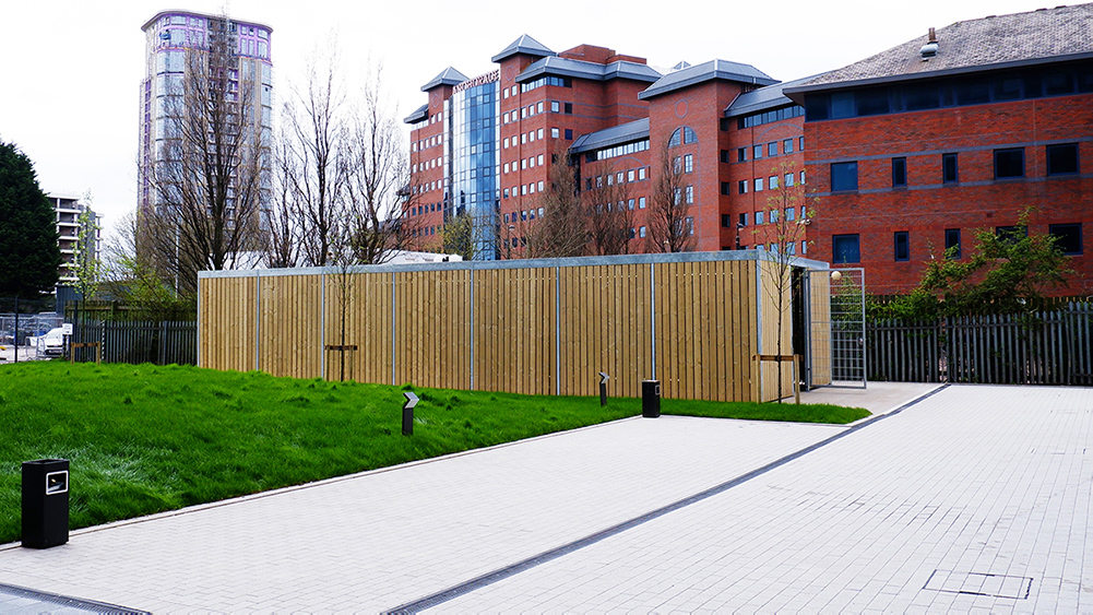 wooden outdoor large bike shelter