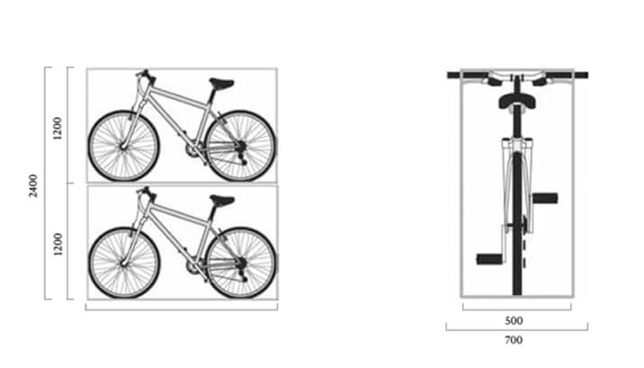 Cycle parking dimensions Turvec