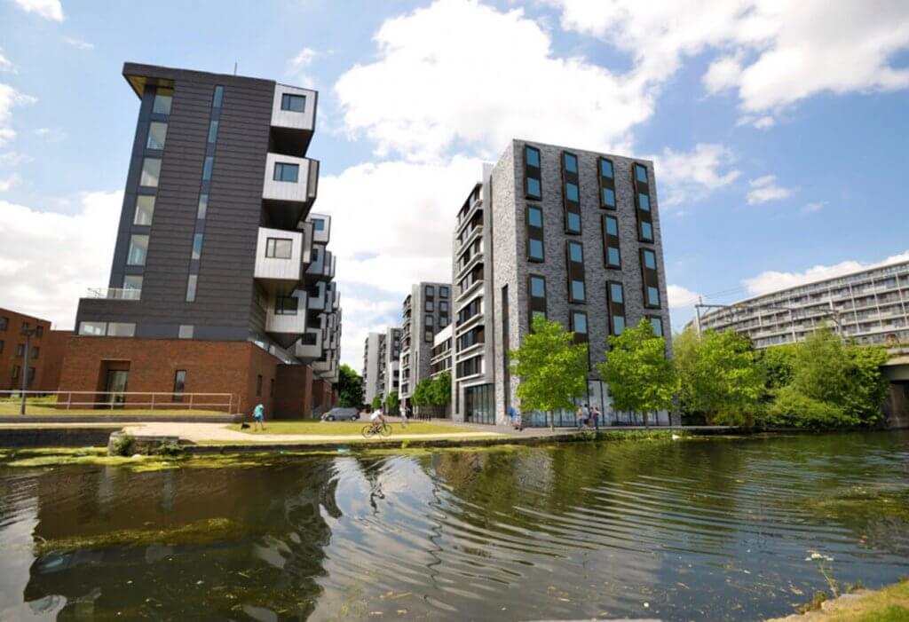 Buildings by the canal